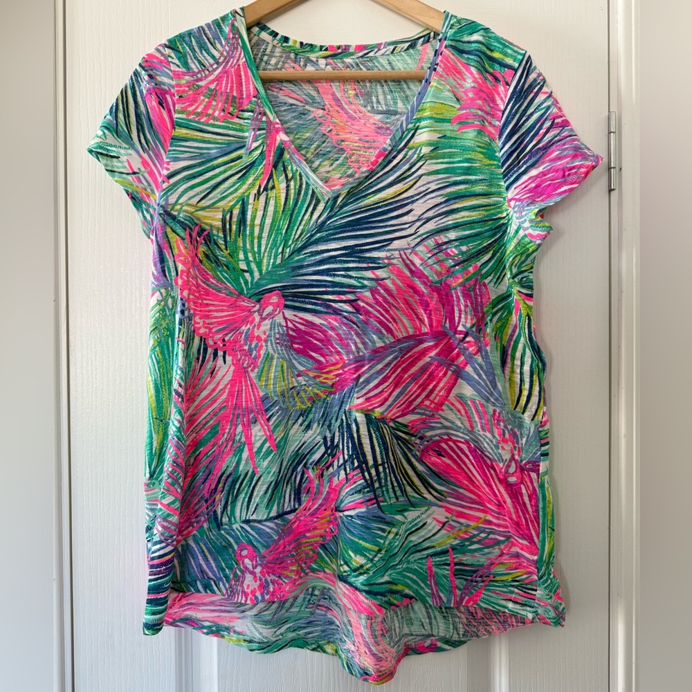 Lilly Pulitzer Etta V Neck Scarlet Macaw